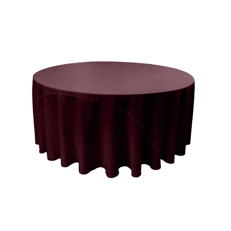 Dark Burgundy 132" Round Polyester Poplin With Seams Tablecloth - Wedding Decoration Tablecloth