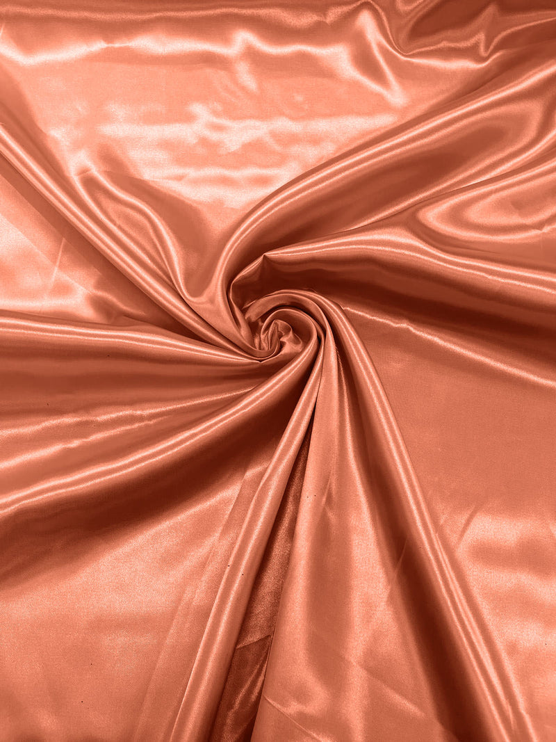 Dark Coral - Shiny Charmeuse Satin Fabric for Wedding Dress/Crafts Costumes/58” Wide /Silky Satin