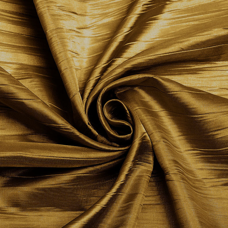 Dark Gold - Crushed Taffeta Fabric - 54" Width - Creased Clothing Decorations Crafts - Sold By The Yard