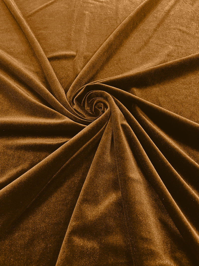 Dark Gold Solid Stretch Velvet Fabric  58/59" Wide 90% Polyester/10% Spandex By The Yard.