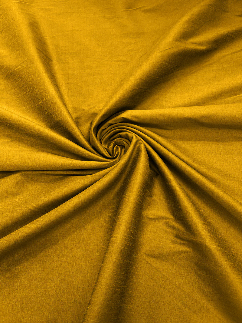 Dark Gold - Polyester Dupioni Silk Fabric. Multipurpose Fabric for Decor/Dress/Window Curtains/Roman Shades/Clothes/ByTherYard.
