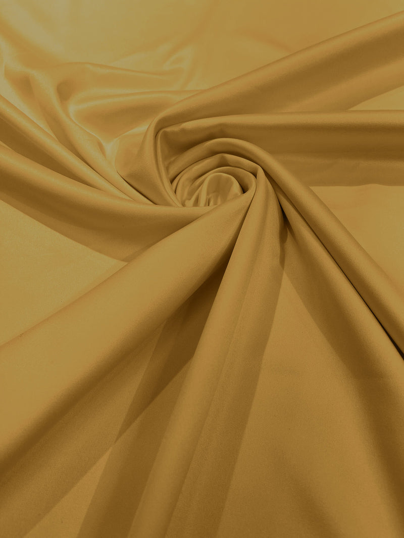 Dark Gold Solid Matte Stretch L'Amour Satin Fabric 95% Polyester 5% Spandex, 58" Wide/ By The Yard.