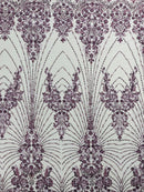 Royalty Damask Beaded Lace Luxury on Mesh, by The Yard.
