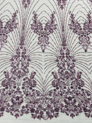 Royalty Damask Beaded Lace Luxury on Mesh, by The Yard.