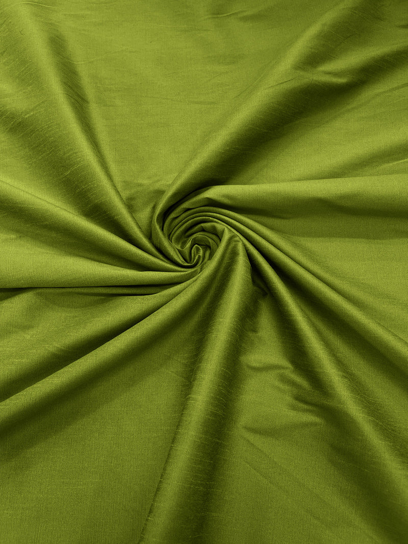 Dark Lime - Polyester Dupioni Faux Silk Fabric/ 55” Wide/Wedding Fabric/Home Decor.