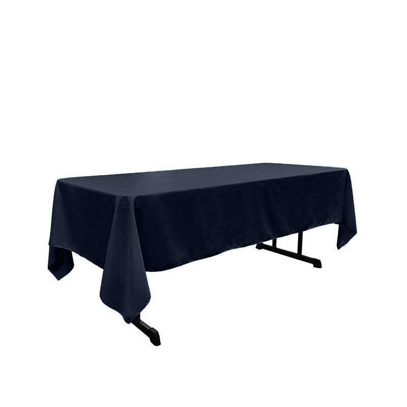 Dark Navy Blue Rectangular Polyester Poplin Tablecloth