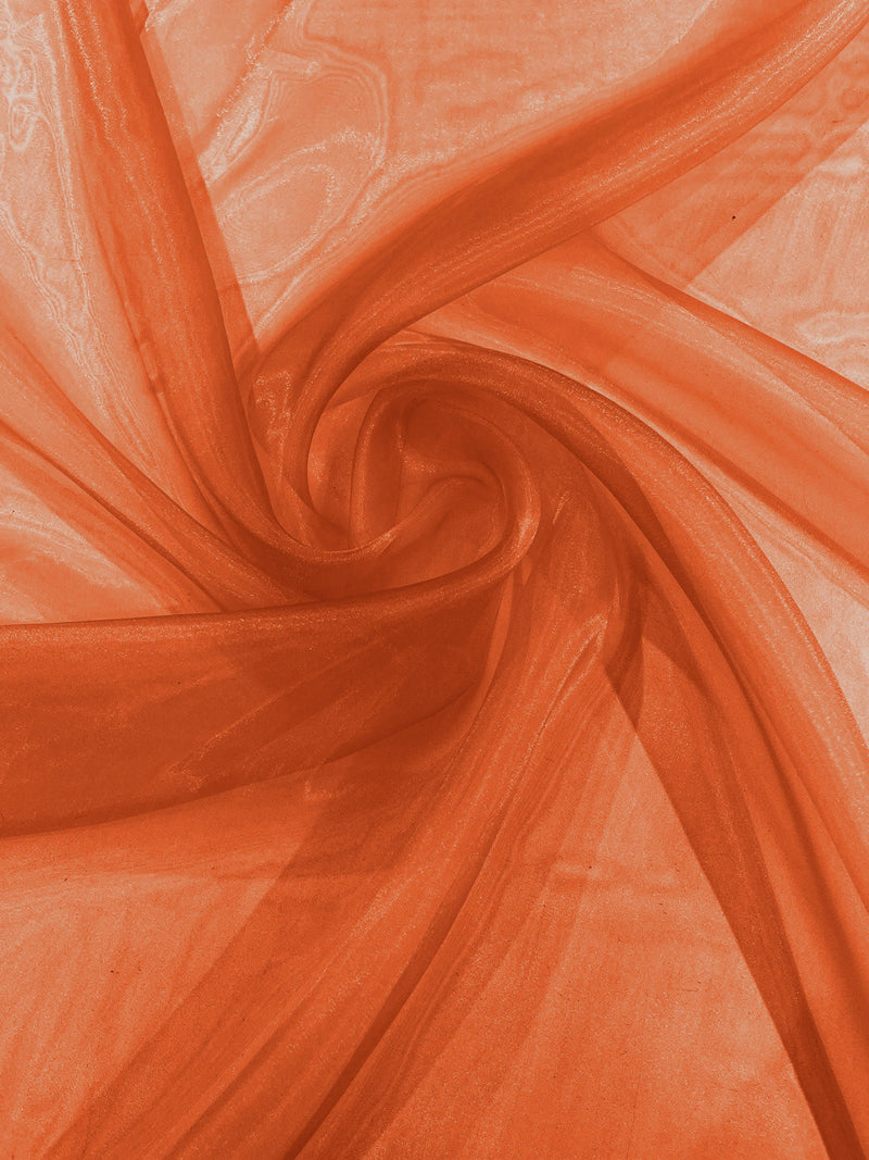 Dark Orange Solid Light Weight, Sheer, See Through Crystal Organza Fabric 60" Wide ByTheYard.