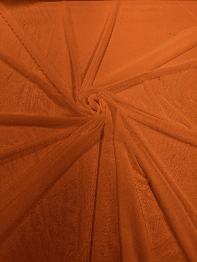 Dark Orange 60" Wide Solid Stretch Power Mesh Fabric Spandex/ Sheer See-Though/Sold By The Yard.
