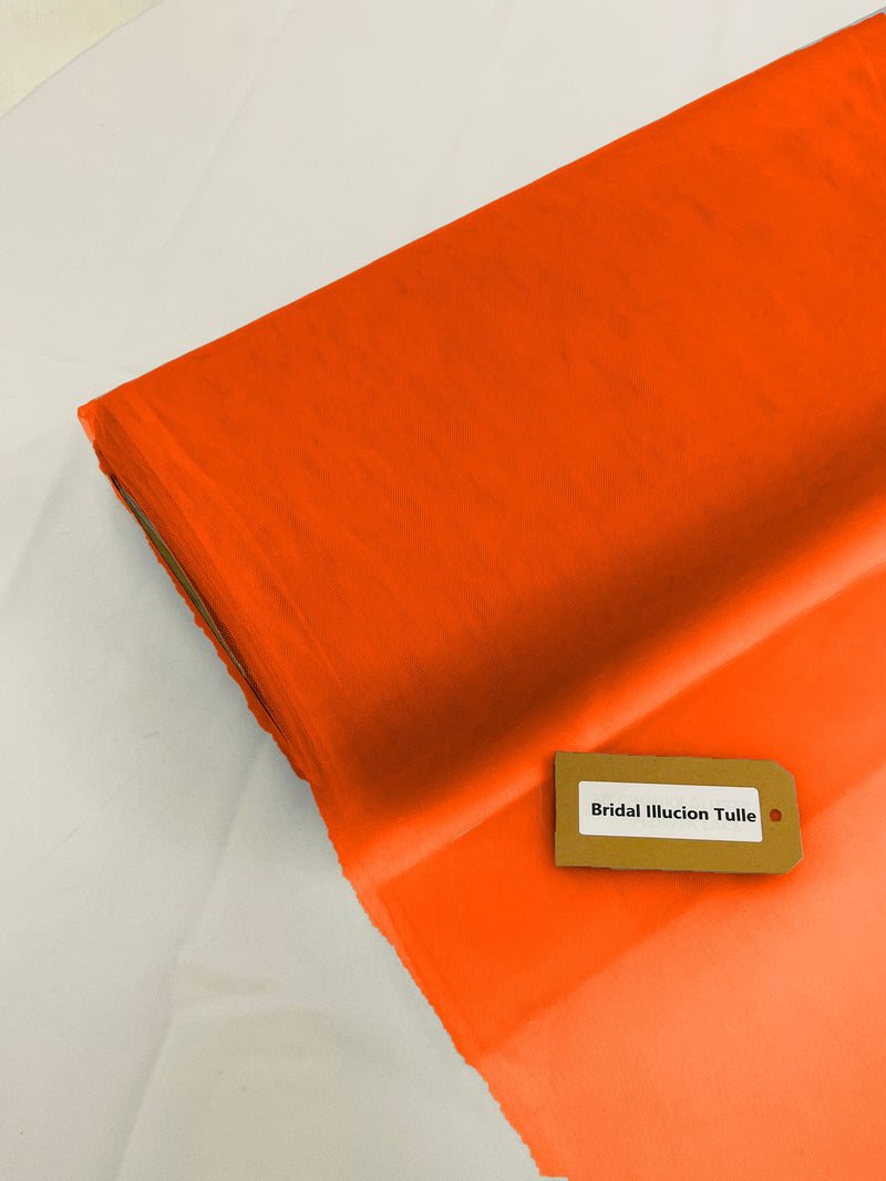 Dark Orange - Bridal Illusion Tulle 108"Wide  Polyester Premium Tulle Fabric Bolt, By The Roll.