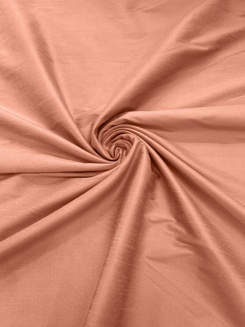 Dark Peach - Polyester Dupioni Faux Silk Fabric/ 55” Wide/Wedding Fabric/Home Decor.