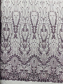 Modern Luxury Beaded Fabric Embroidered on a Mesh Lace, Sold by The Yard.