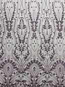 Modern Luxury Beaded Fabric Embroidered on a Mesh Lace, Sold by The Yard.