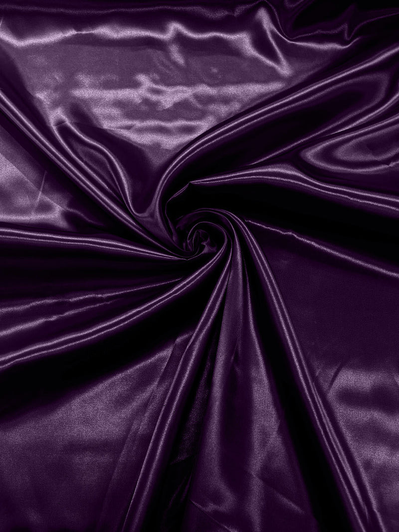 Dark Purple - Shiny Charmeuse Satin Fabric for Wedding Dress/Crafts Costumes/58” Wide /Silky Satin