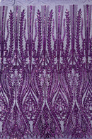 Damask design with sequins embroider on a 4 way stretch mesh fabric (By The Yard)