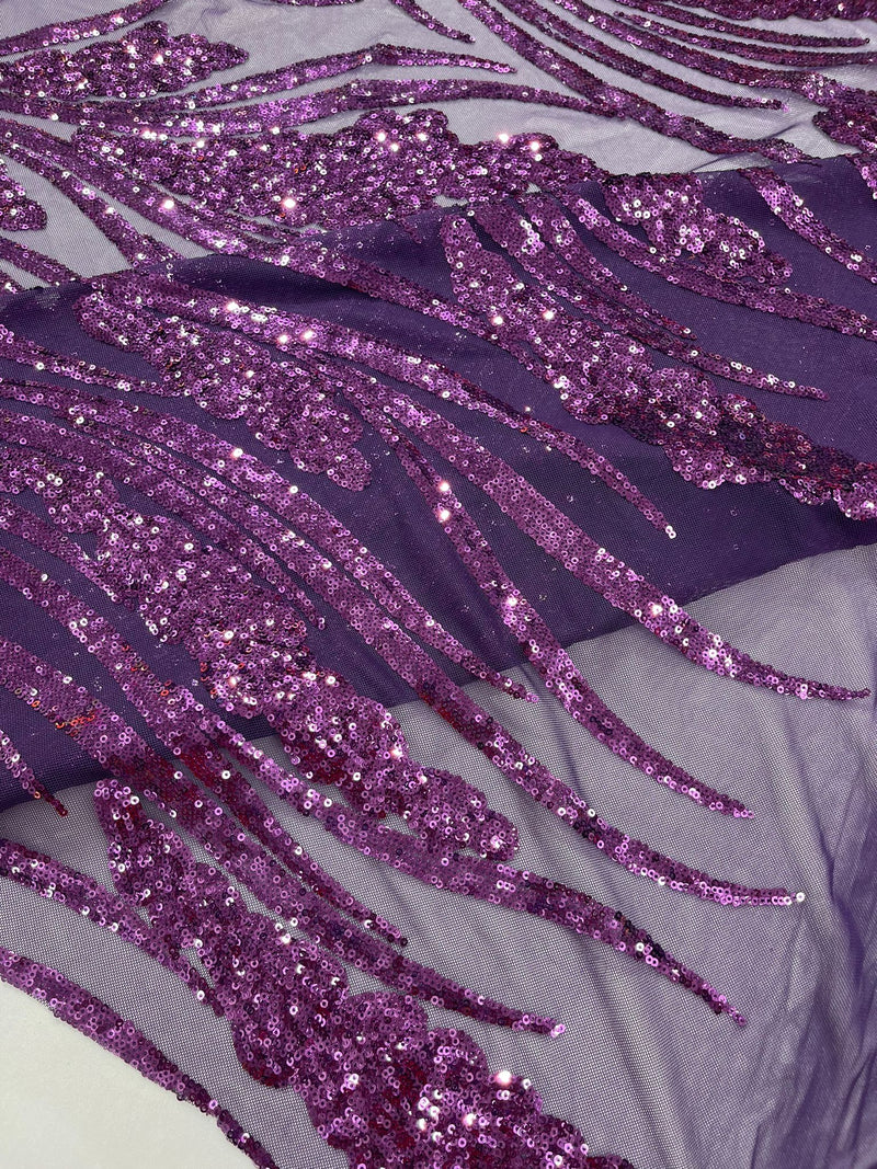 Feather damask shiny sequin design on a 4 way stretch mesh Fabric-sold by The yard.