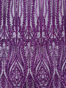Damask design with sequins embroider on a 4 way stretch mesh fabric (By The Yard)