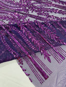 Damask design with sequins embroider on a 4 way stretch mesh fabric (By The Yard)