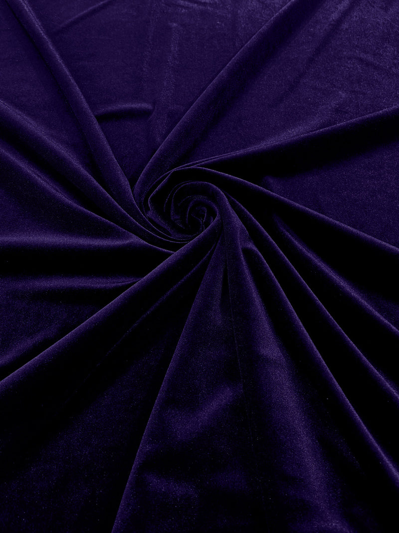 Dark Purple Solid Stretch Velvet Fabric  58/59" Wide 90% Polyester/10% Spandex By The Yard.