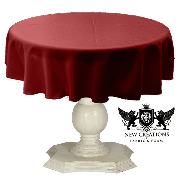 Tablecloth Solid Dull Bridal Satin Overlay for Small Coffee Table Seamless. Dark Red