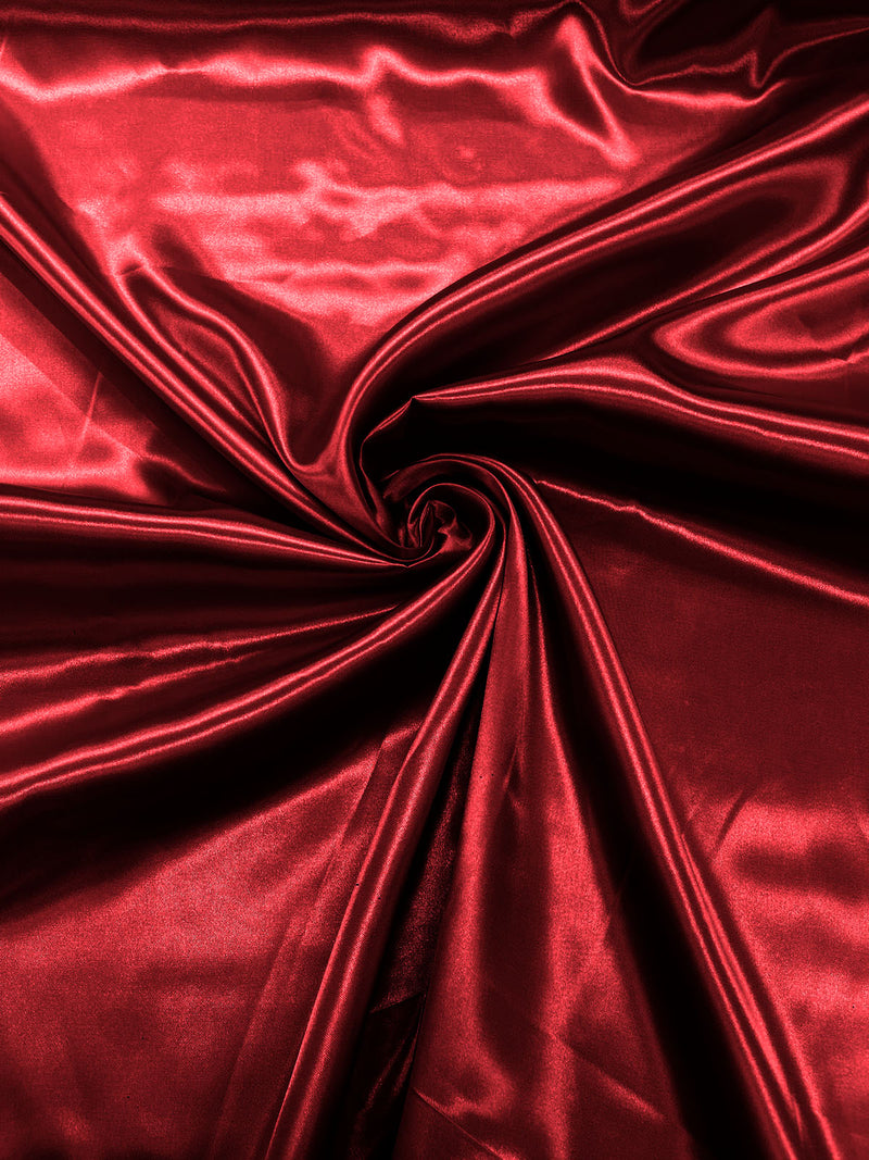 Dark Red - Shiny Charmeuse Satin Fabric for Wedding Dress/Crafts Costumes/58” Wide /Silky Satin
