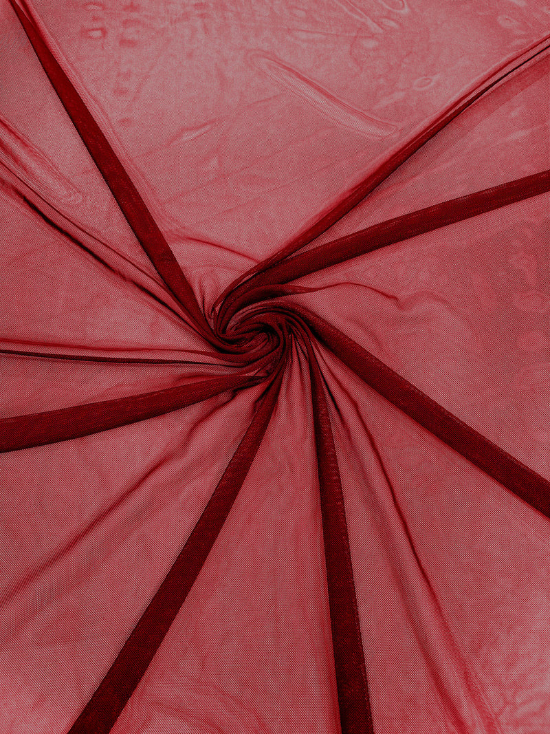 Dark Red 60" Wide Solid Stretch Power Mesh Fabric Spandex/ Sheer See-Though/Sold By The Yard.