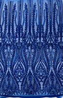 Damask design with sequins embroider on a 4 way stretch mesh fabric (By The Yard)