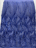 Geometric Feather wing shiny sequin design on a 4 way stretch mesh Fabric-old by the yard.