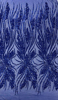 Feather damask shiny sequin design on a 4 way stretch mesh Fabric-sold by The yard.