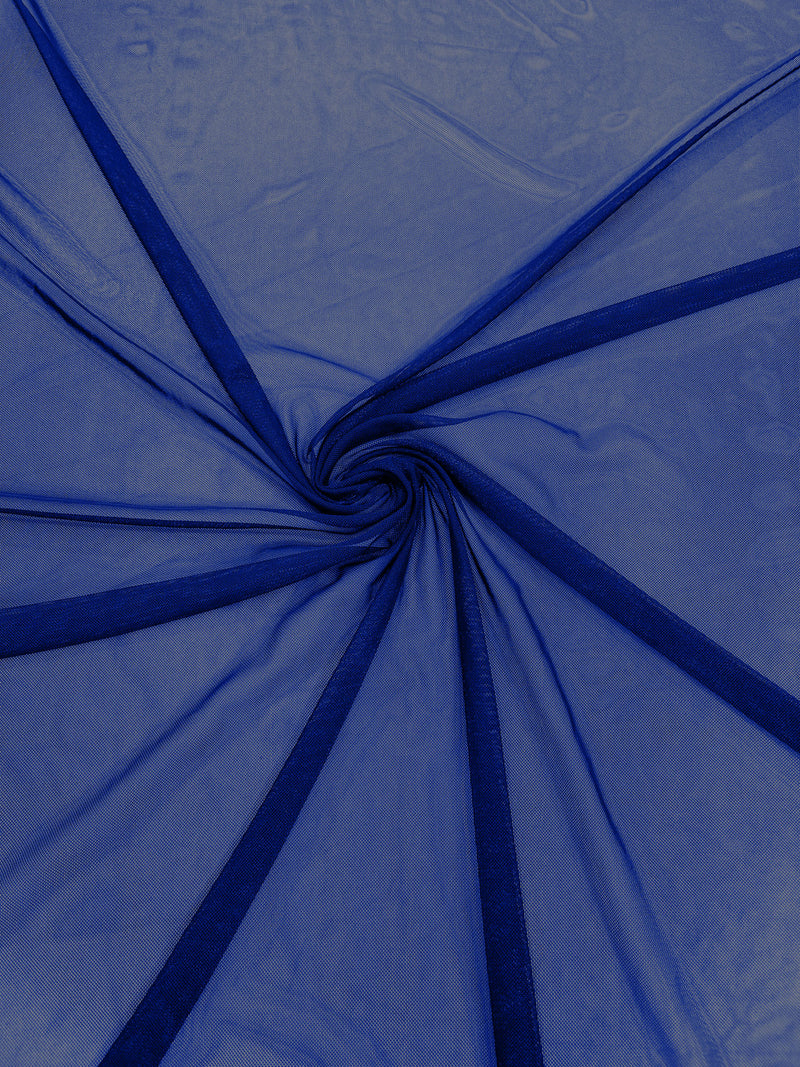 Dark Royal Blue 60" Wide Solid Stretch Power Mesh Fabric Spandex/ Sheer See-Though/Sold By The Yard.