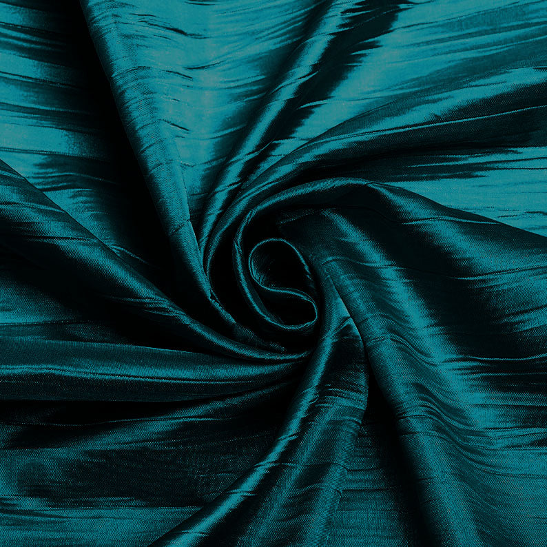 Dark Teal - Crushed Taffeta Fabric - 54" Width - Creased Clothing Decorations Crafts - Sold By The Yard