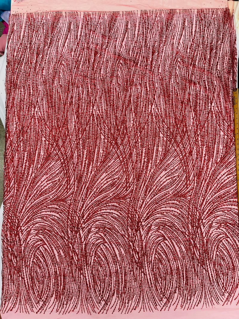 Fashion Glitter Design On A Mesh Lace Fabric/Prom.