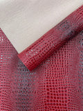 Glossy Two Tone Gator Fake Leather Upholstery, 3D Crocodile Skin Texture Faux Leather PVC Vinyl, 54" Wide