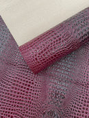 Glossy Two Tone Gator Fake Leather Upholstery, 3D Crocodile Skin Texture Faux Leather PVC Vinyl, 54" Wide