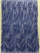 Vine/Root Sequin 4 Way Stretch Mesh Fabric, by The Yard.