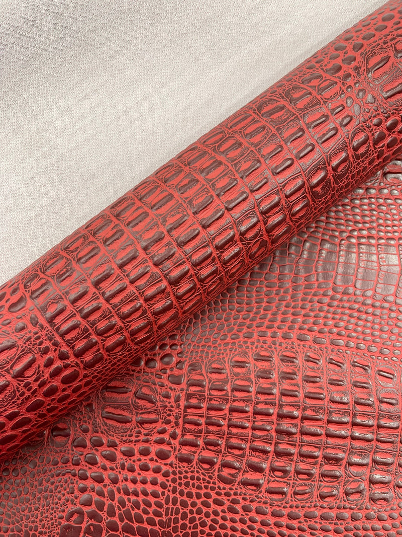 Crocodile Marine Vinyl 2 tone Upholstery, Crocodile Skin Texture Faux Leather PVC Vinyl, 54" Wide.