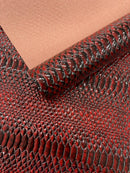 Cobra Snake Shiny Vinyl 3D Embossed Fabric / 2 Tone Cobra Snake Vinyl Leather 54" Wide