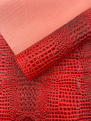 Glossy Two Tone Gator Fake Leather Upholstery, 3D Crocodile Skin Texture Faux Leather PVC Vinyl, 54" Wide