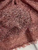 Sequin Eyelash Fringe Design Fabric, (By The Yard)