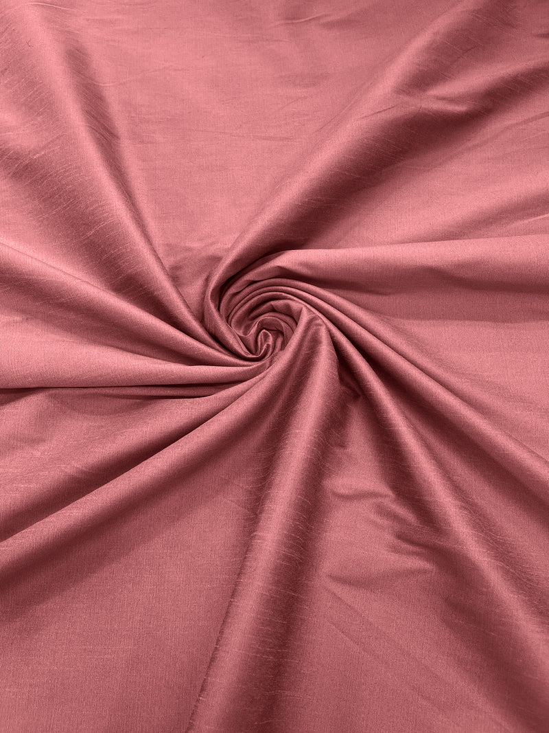 Dusty Rose -  Polyester Dupioni Faux Silk Fabric/ 55” Wide/Wedding Fabric/Home Decor.