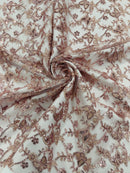 Corded Lace/ Butterfly Design Embroidered With Sequin on a Mesh Lace Fabric