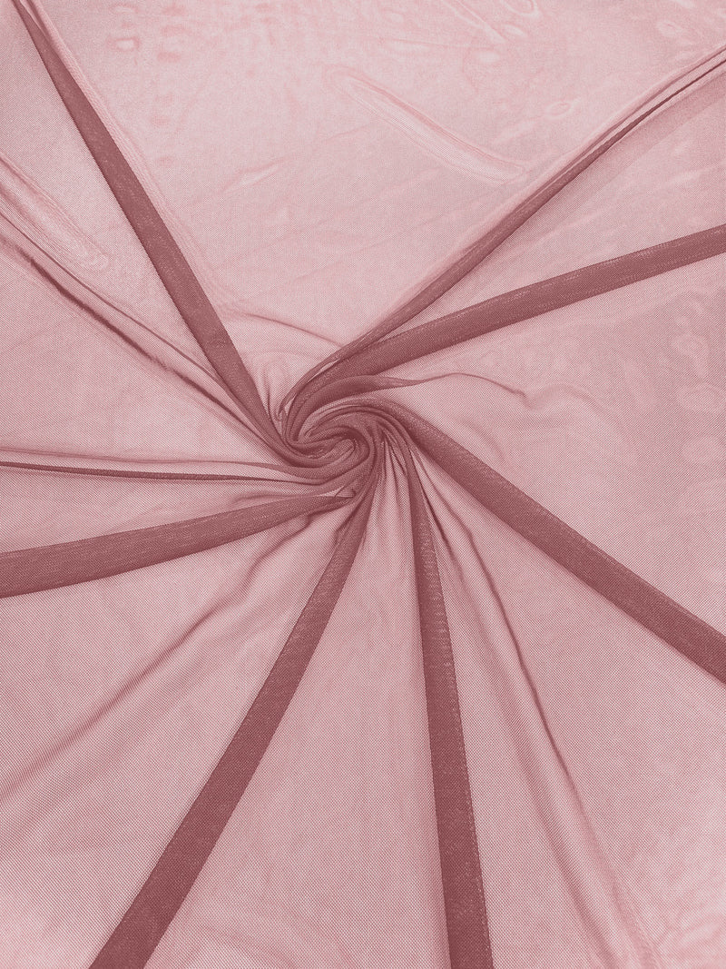 Dusty Rose 60" Wide Solid Stretch Power Mesh Fabric Spandex/ Sheer See-Though/Sold By The Yard.
