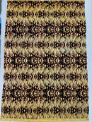 Hot Rod Tricot Holographic 4 Way Spandex With Black Flocking Flames And Red Glitter Fabric-