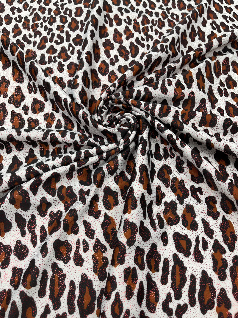 LEOPARD PRINT WITH FOIL STRETCH SPANDEX (by the yard)