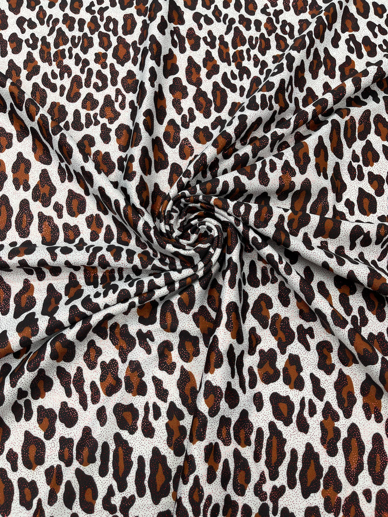 LEOPARD PRINT WITH FOIL STRETCH SPANDEX (by the yard)