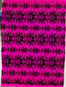 Hot Rod Tricot Holographic 4 Way Spandex With Black Flocking Flames And Red Glitter Fabric-