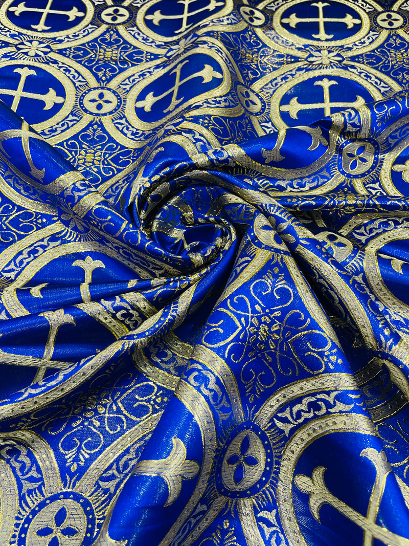 METALLIC CROSS JACQUARD SATIN FABRIC (by the yard)