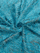 Shaggy Jacquard Faux Ostrich/Eye Lash Feathers Fringe With Metallic Thread (By The Yard)