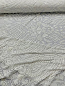 DIAMOND GEOMETRIC SEQUIN ON A STRETCH MESH FABRIC ( By The Yard)