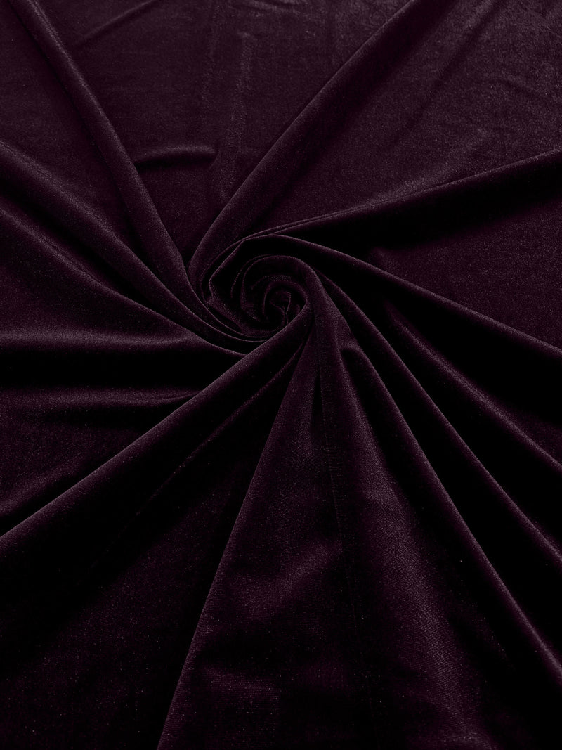 Eggplant Solid Stretch Velvet Fabric  58/59" Wide 90% Polyester/10% Spandex By The Yard.