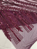 Damask design with sequins embroider on a 4 way stretch mesh fabric (By The Yard)